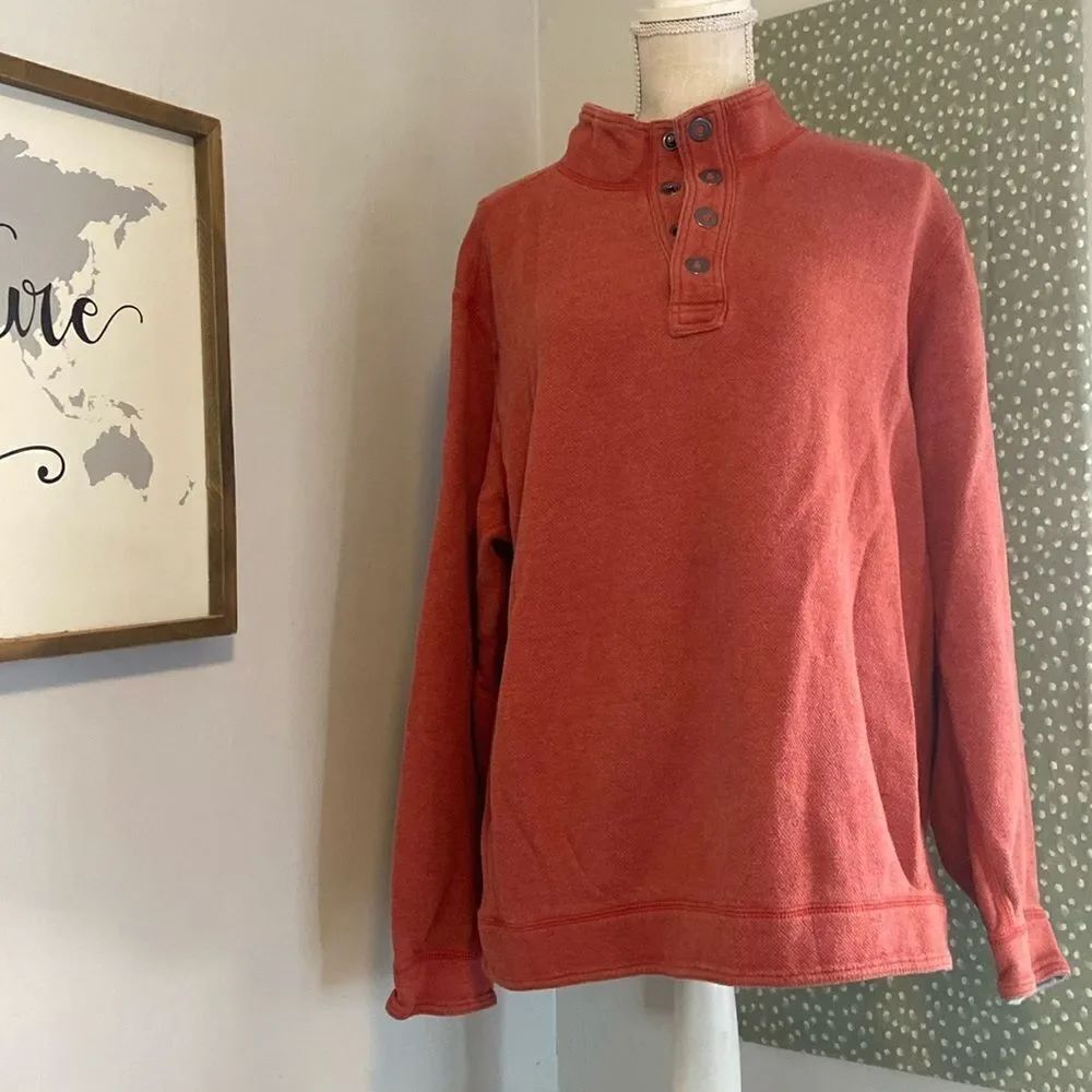 Tommy Bahama Rust & Gray Reversible Pull Over Long Sleeve Shirt Size XL